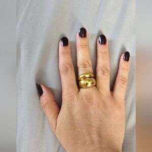 Gold Dome Stackable Ring - Bold Chunky Band Size 7